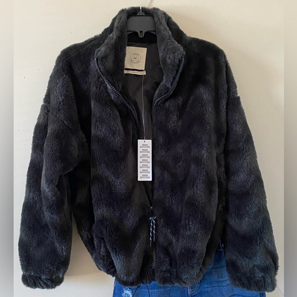 Urban Outfitters Black Faux Fur Coat